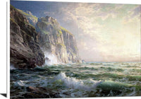 Rocky Cliff With Stormy Sea, Cornwall Painting William Trost Richards Canvas Art Fine Art Print