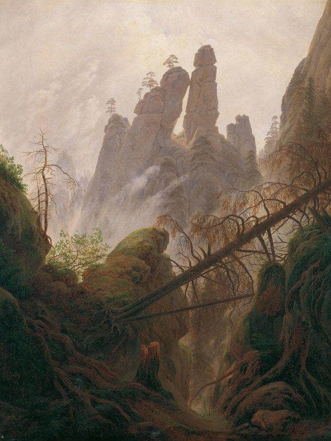Rocky Ravine In The Elbe Sandstone Mountains 1823 By Caspar David Friedrich Fine Art Print