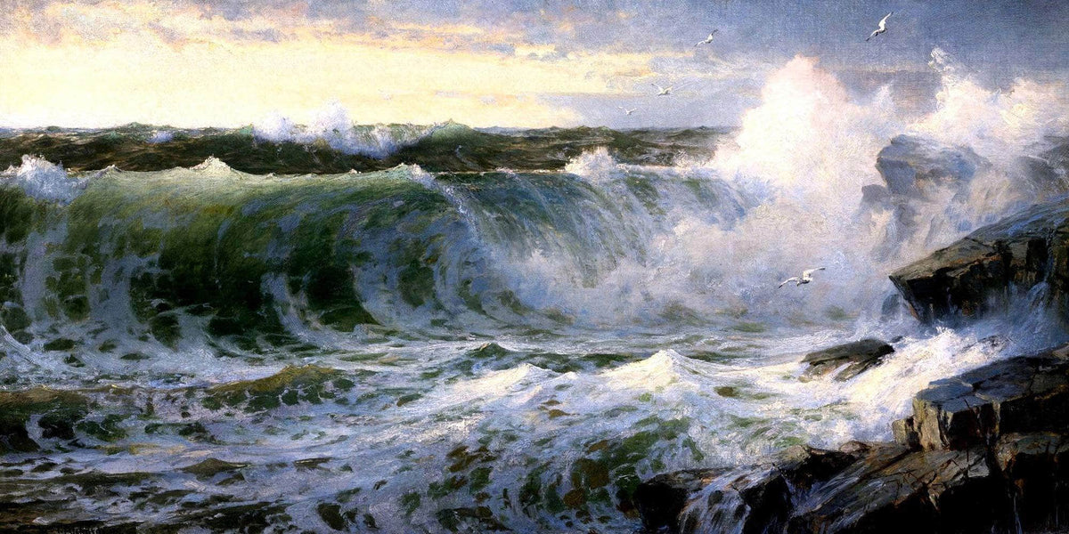 Rocky Surf Off Rhode Island Painting William Trost Richards Canvas Art Fine Art Print