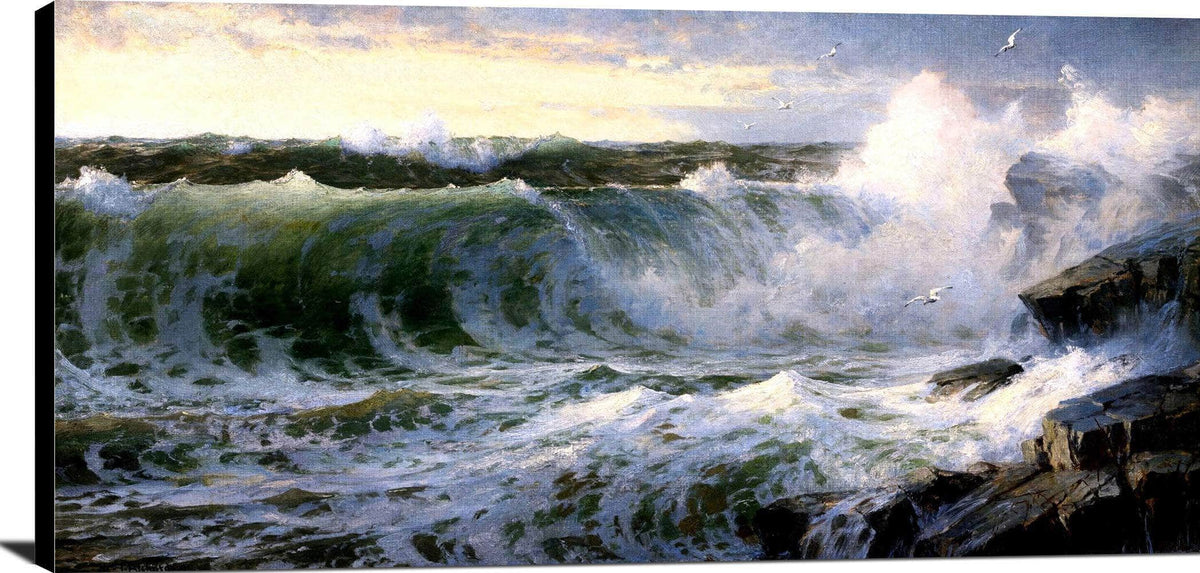 Rocky Surf Off Rhode Island Painting William Trost Richards Canvas Art Fine Art Print