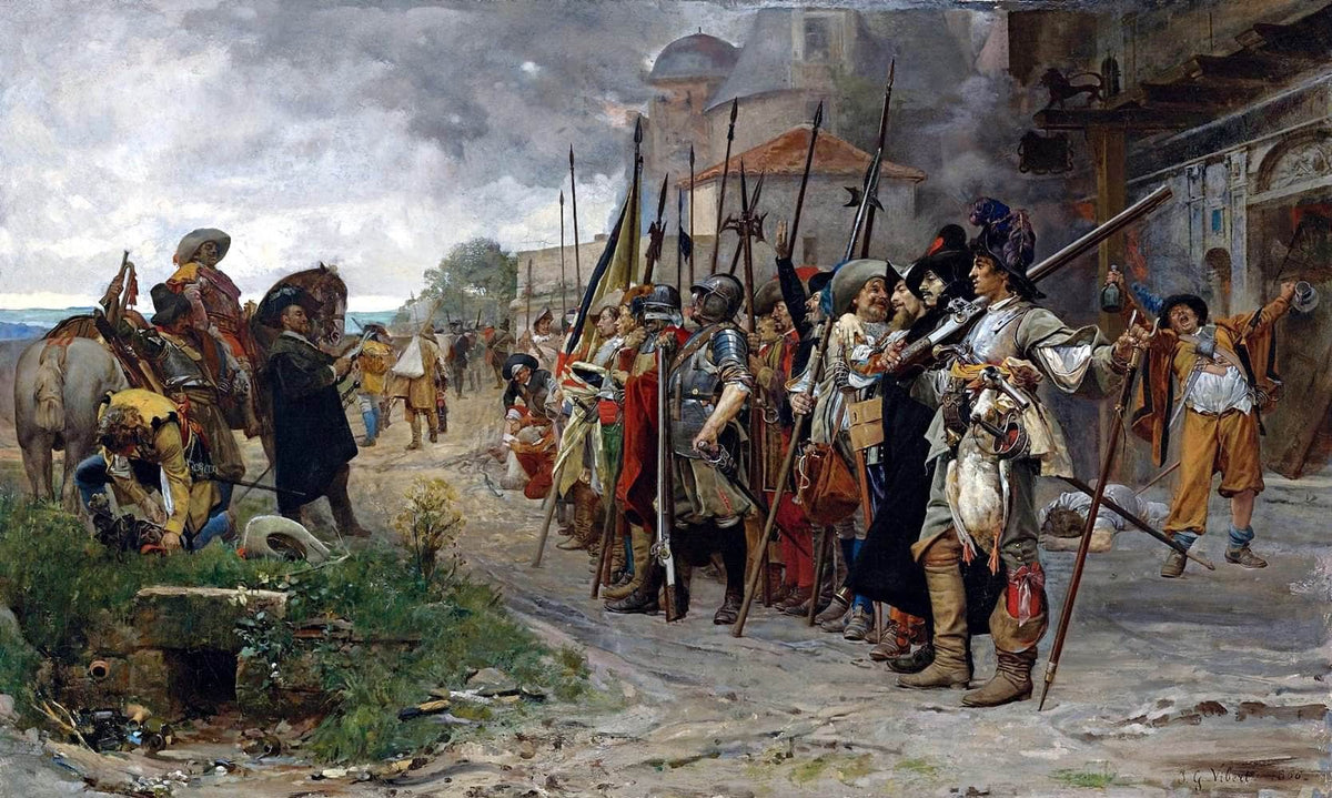 Roll Call After The Pillage Painting Jehan Georges Vibert Canvas Art Fine Art Print