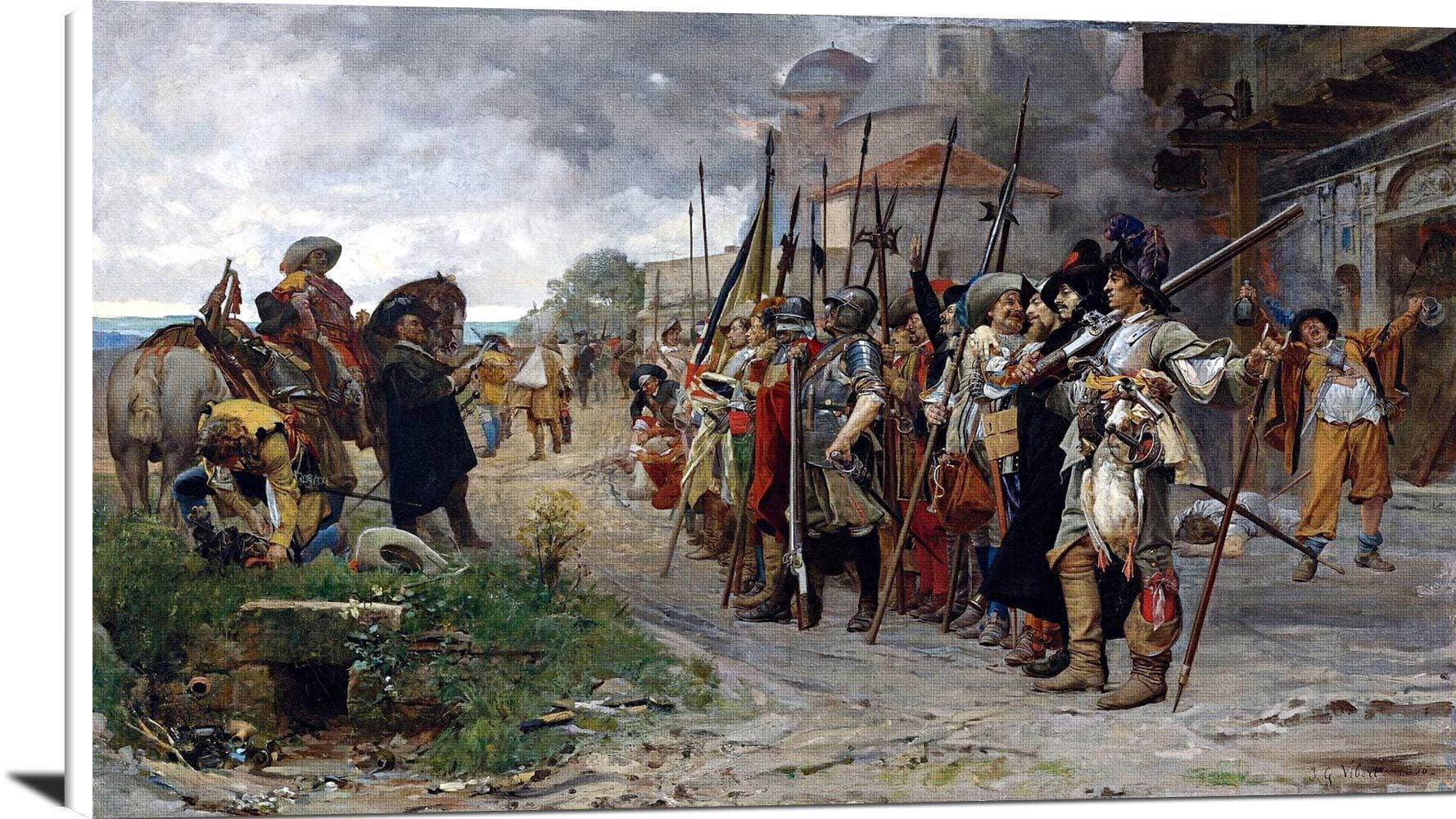 Roll Call After The Pillage Painting Jehan Georges Vibert Canvas Art Fine Art Print