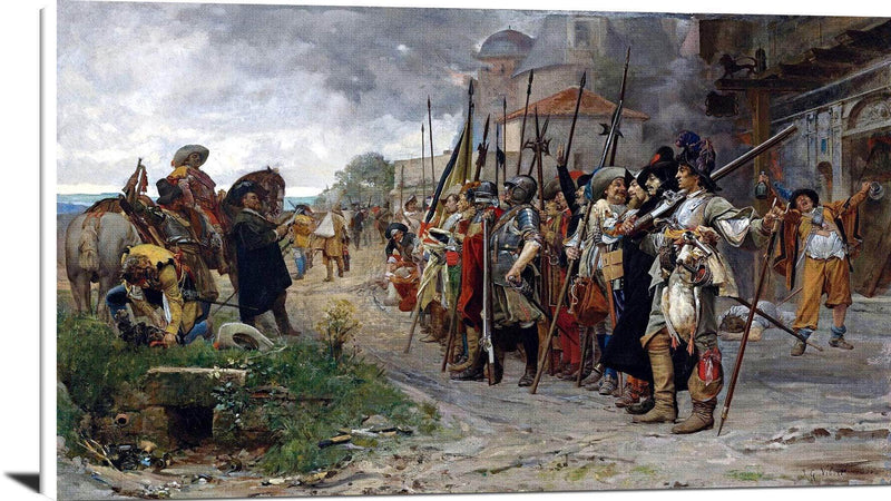 Roll Call After The Pillage Painting Jehan Georges Vibert Canvas Art Fine Art Print