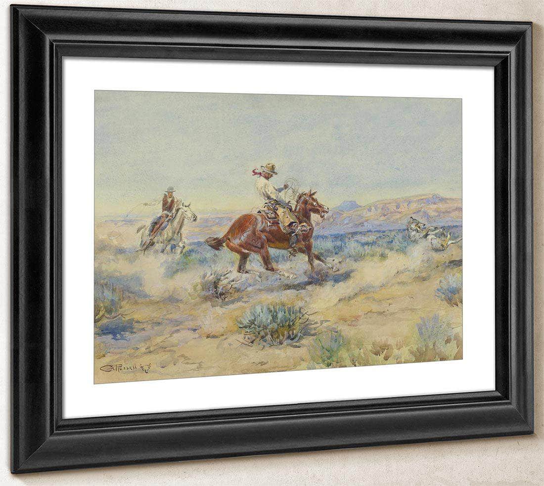 Roping A Wolf By Charles Marion Russell Fine Art Print
