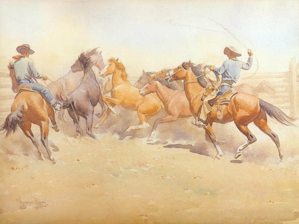 Roping Horses By Maynard Dixon Fine Art Print