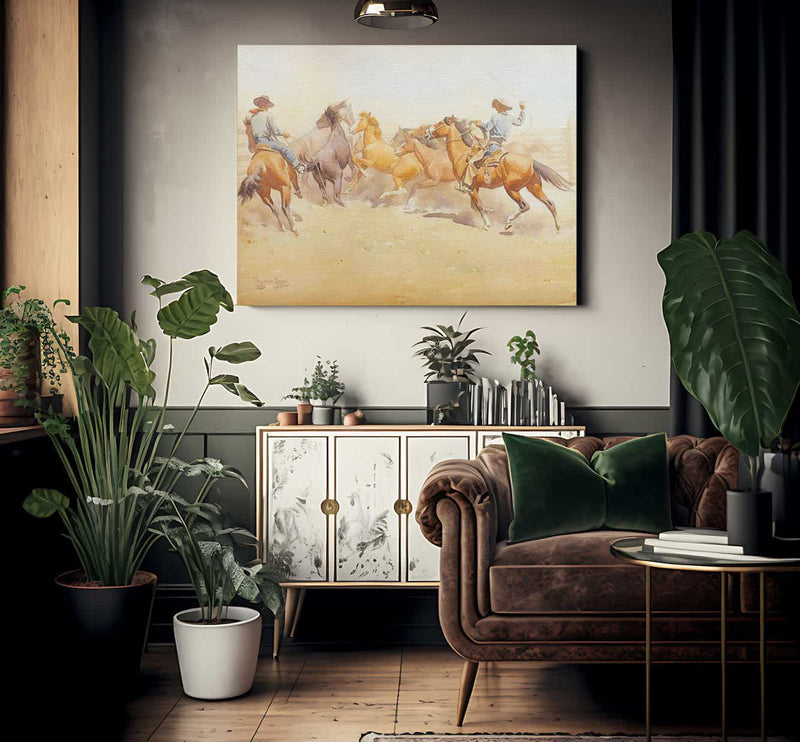 Roping Horses By Maynard Dixon Fine Art Print