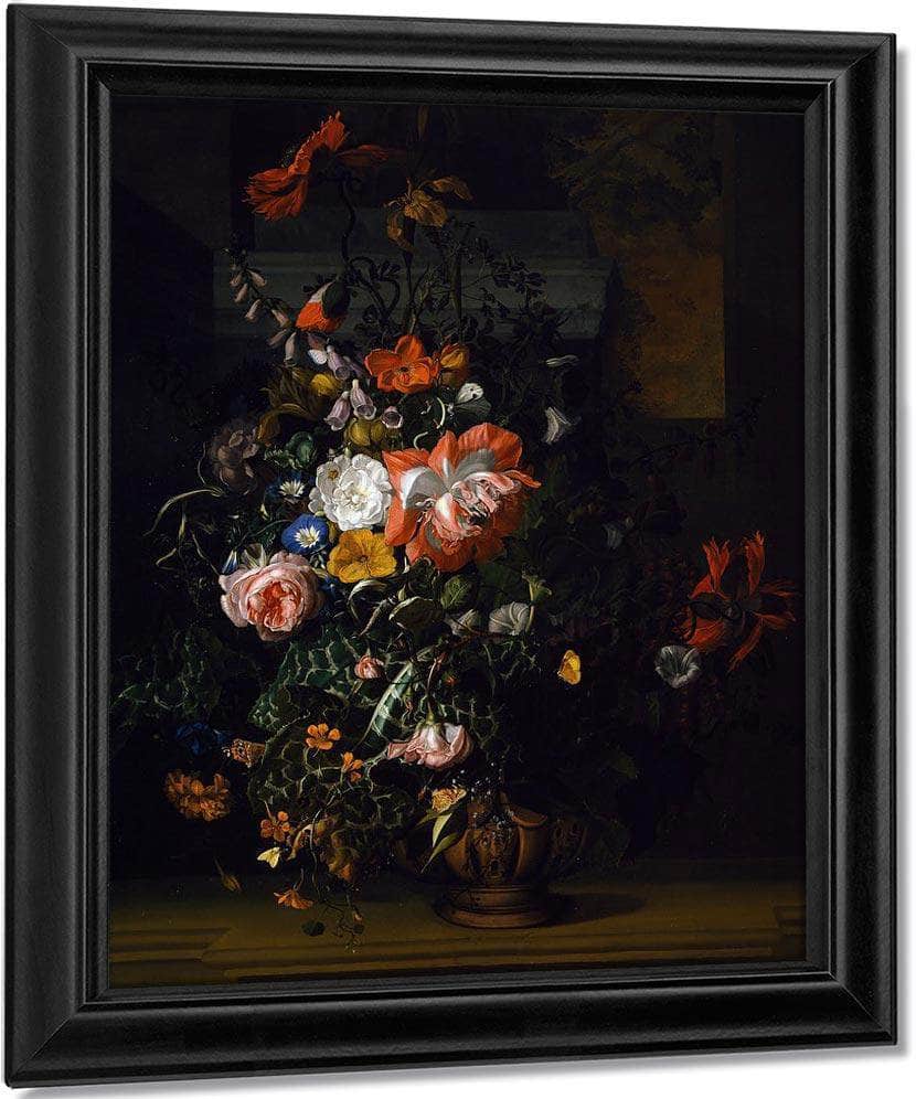 Roses Convolvulus Poppies And Other Flowers 1680 By Rachel Ruysch Fine Art Print