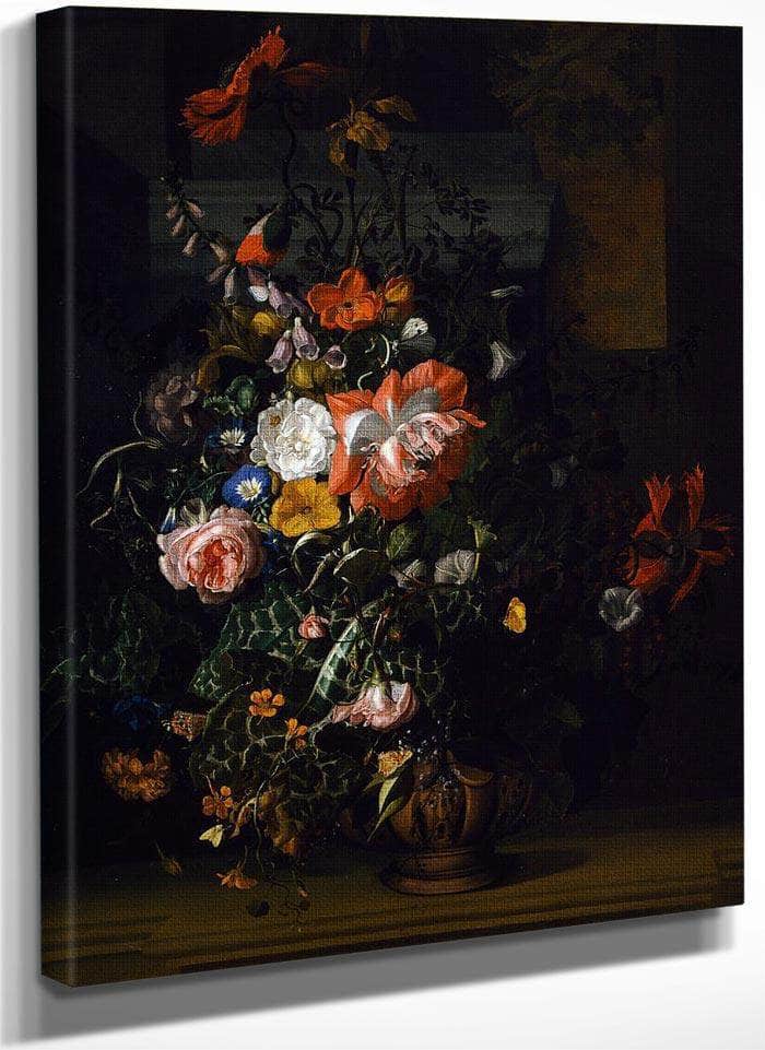 Roses Convolvulus Poppies And Other Flowers 1680 By Rachel Ruysch Fine Art Print