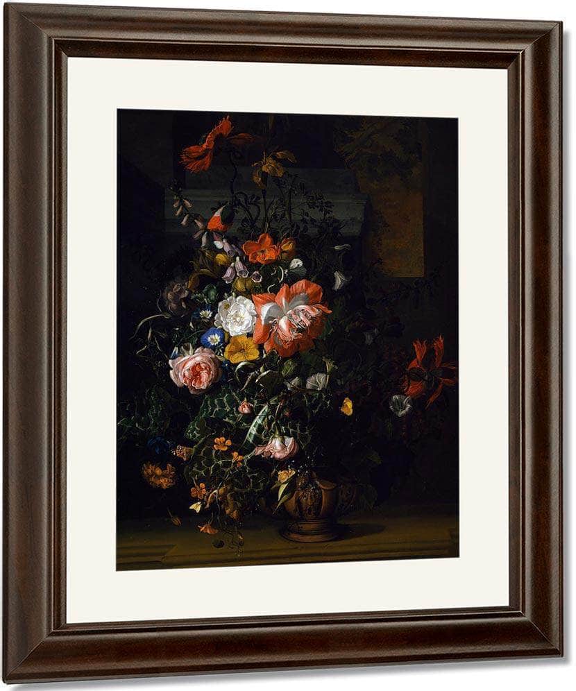 Roses Convolvulus Poppies And Other Flowers 1680 By Rachel Ruysch Fine Art Print