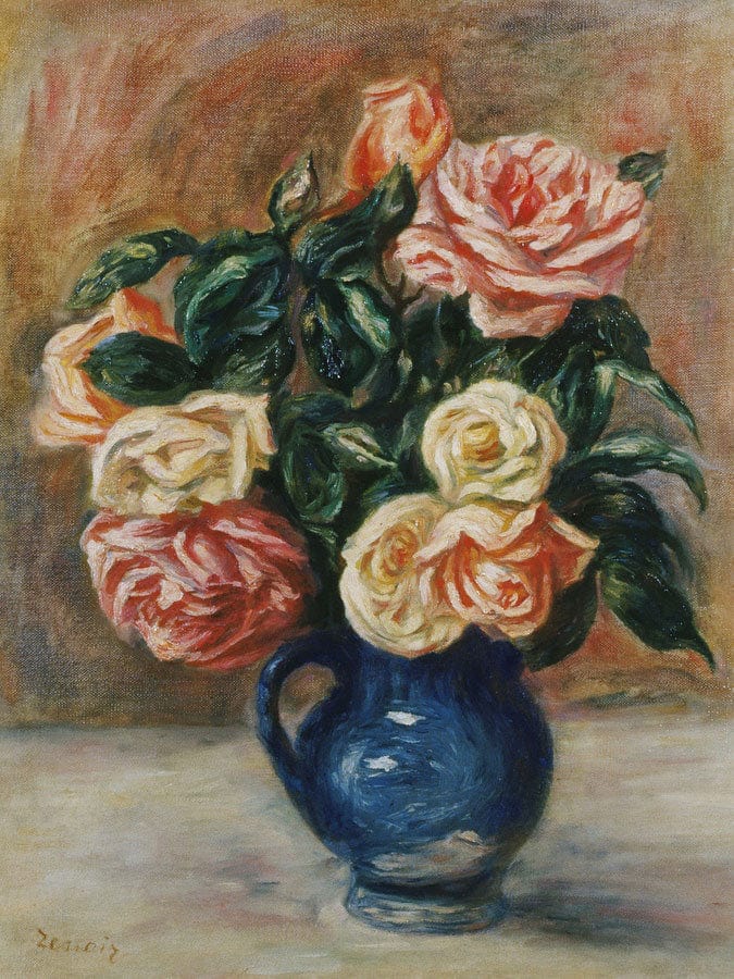 Roses In A Jug By Pierre Auguste Renoir Fine Art Print