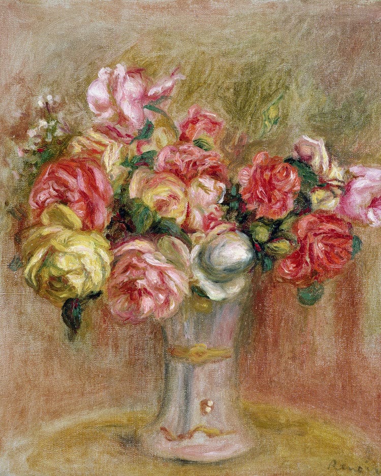 Roses In A Sevres Vase By Pierre Auguste Renoir Fine Art Print