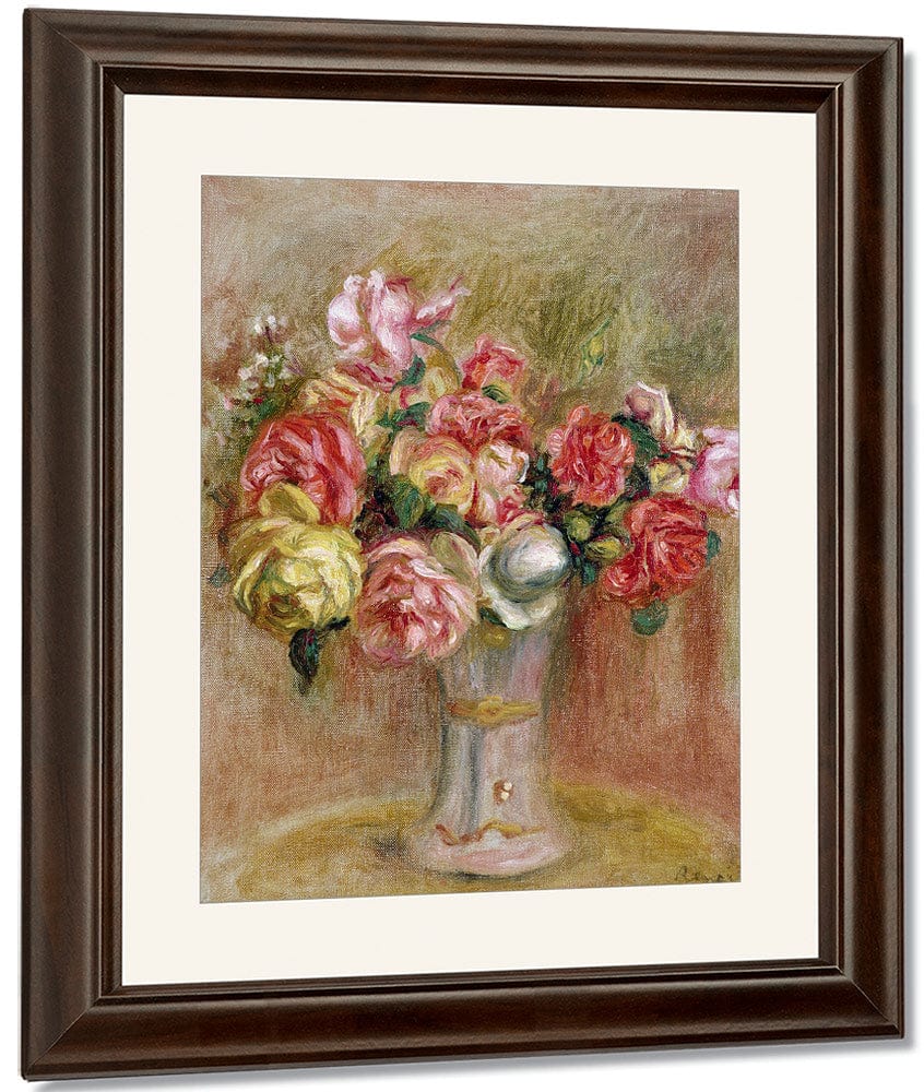 Roses In A Sevres Vase By Pierre Auguste Renoir Fine Art Print