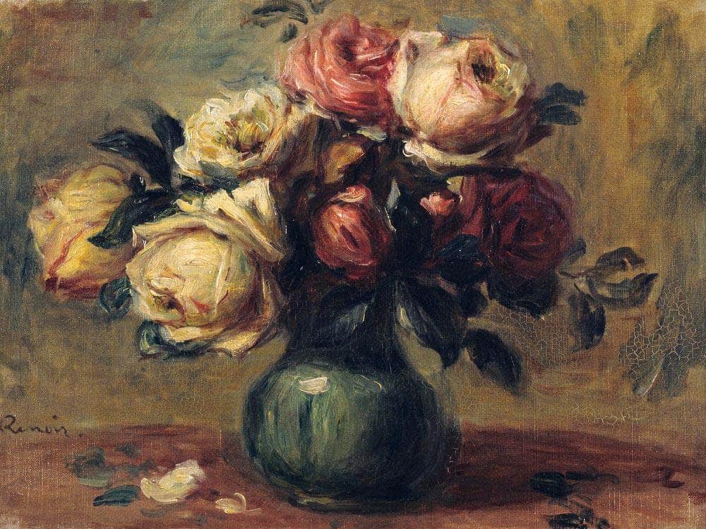 Roses In A Vase By Pierre August Renoir Fine Art Print
