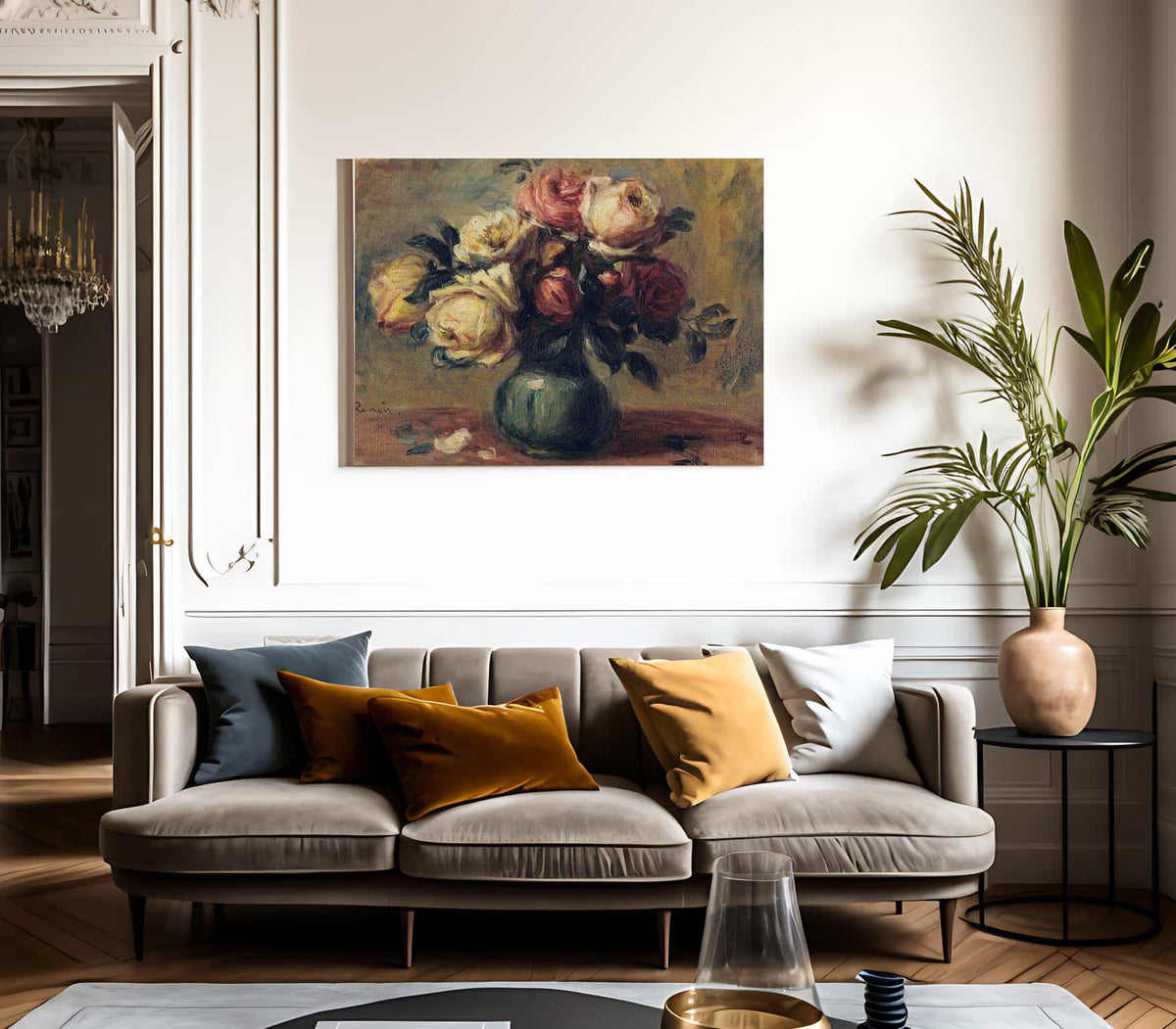 Roses In A Vase By Pierre August Renoir Fine Art Print