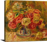 Roses In A Vase Painting Auguste Renoir Canvas Art Fine Art Print