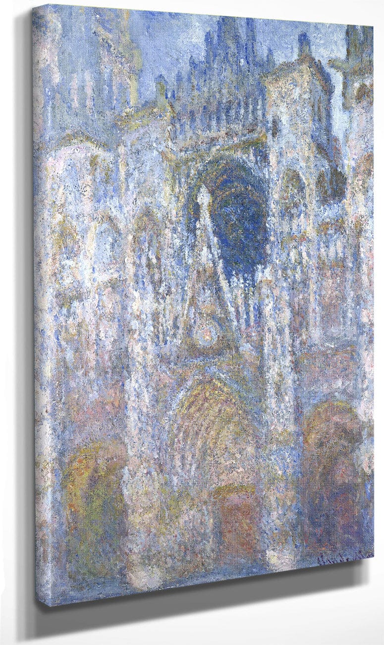 Rouen Cathedral, Blue Harmony, Morning Sunlight By Claude Monet Fine Art Print