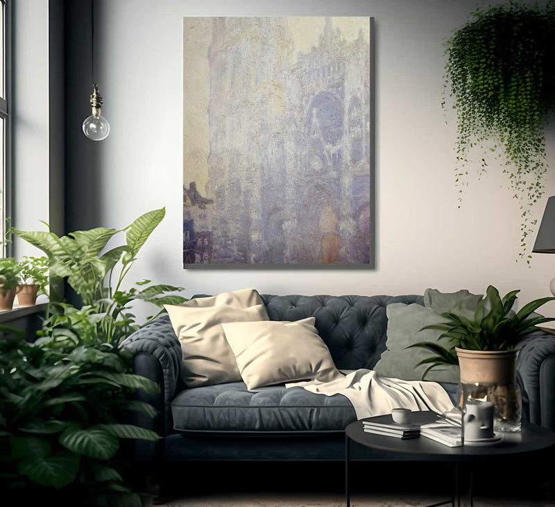 Rouen Cathedral Morning Sun Harmony In Blue By Claude Monet Fine Art Print