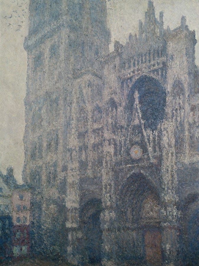 Rouen Cathedral, West Portal, Grey Weather By Claude Monet Fine Art Print