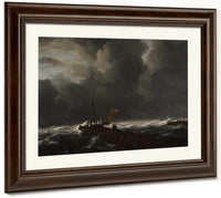 Rough Sea At A Jetty By Jacob Van Ruisdael Fine Art Print