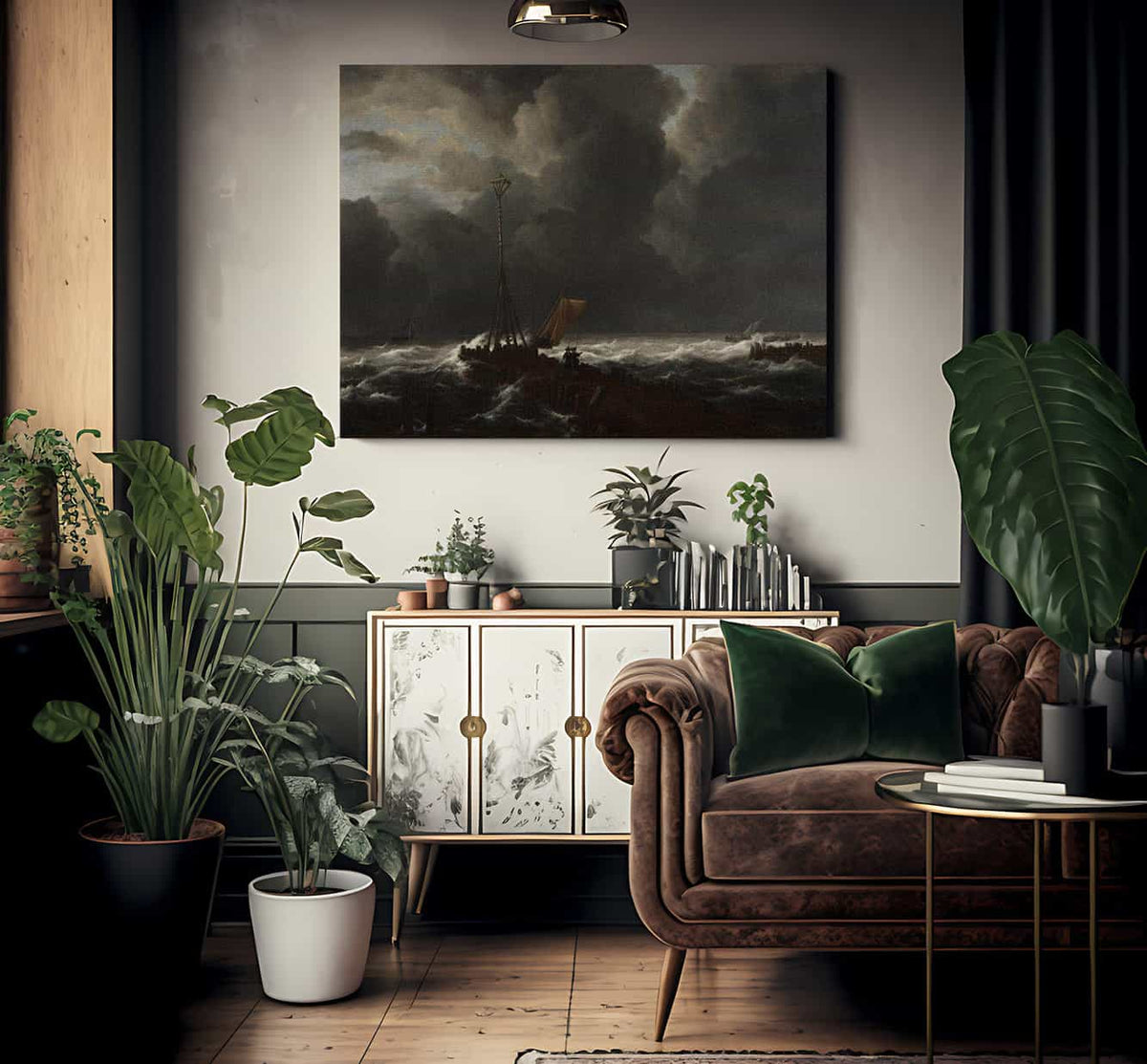 Rough Sea At A Jetty By Jacob Van Ruisdael Fine Art Print