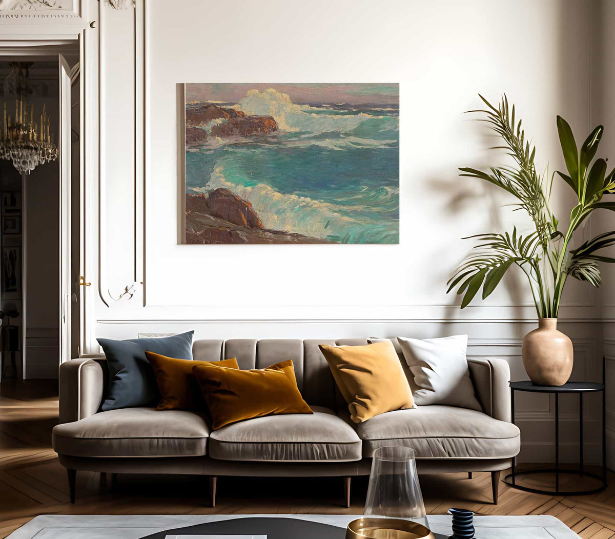 Rough Seas Along A Rocky Coast By Edgar Payne Fine Art Print