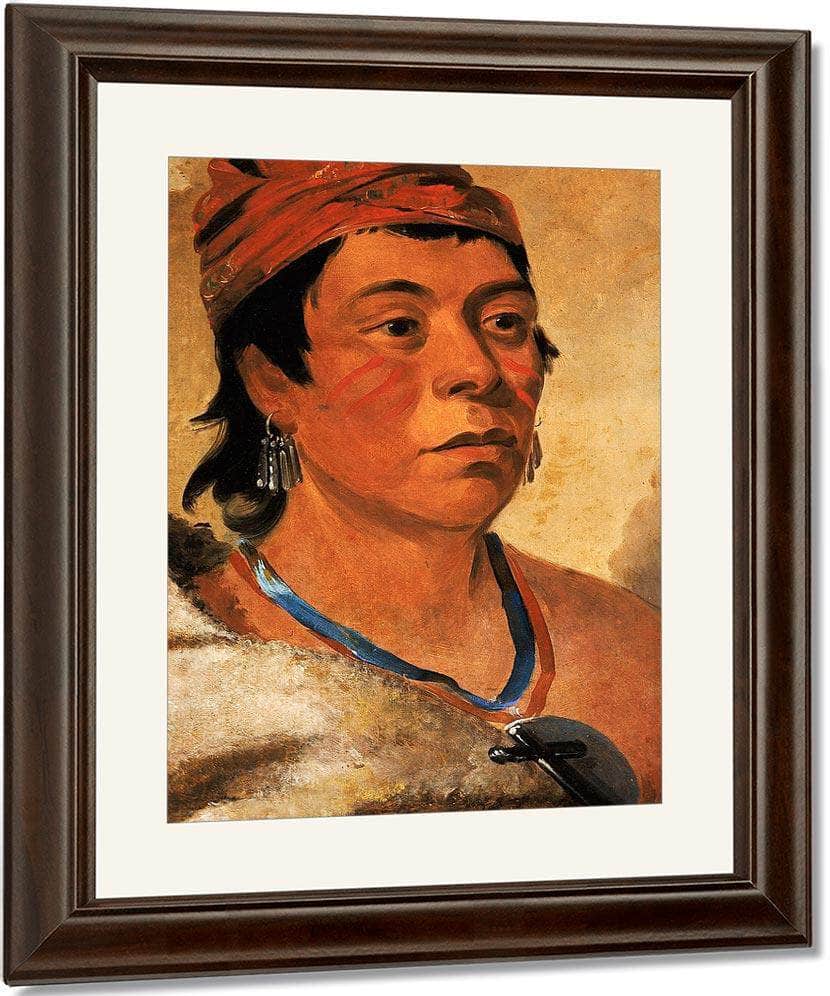 Round Island, A Warrior By George Catlin Fine Art Print