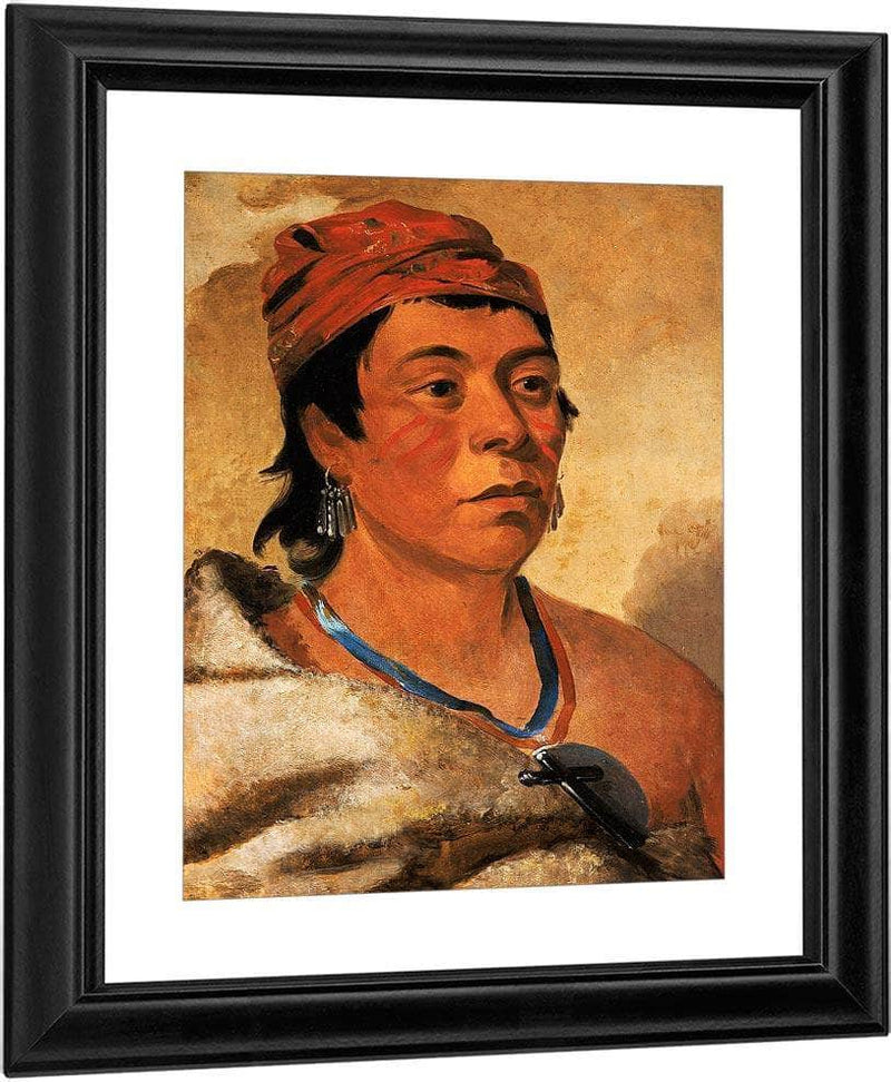 Round Island, A Warrior By George Catlin Fine Art Print