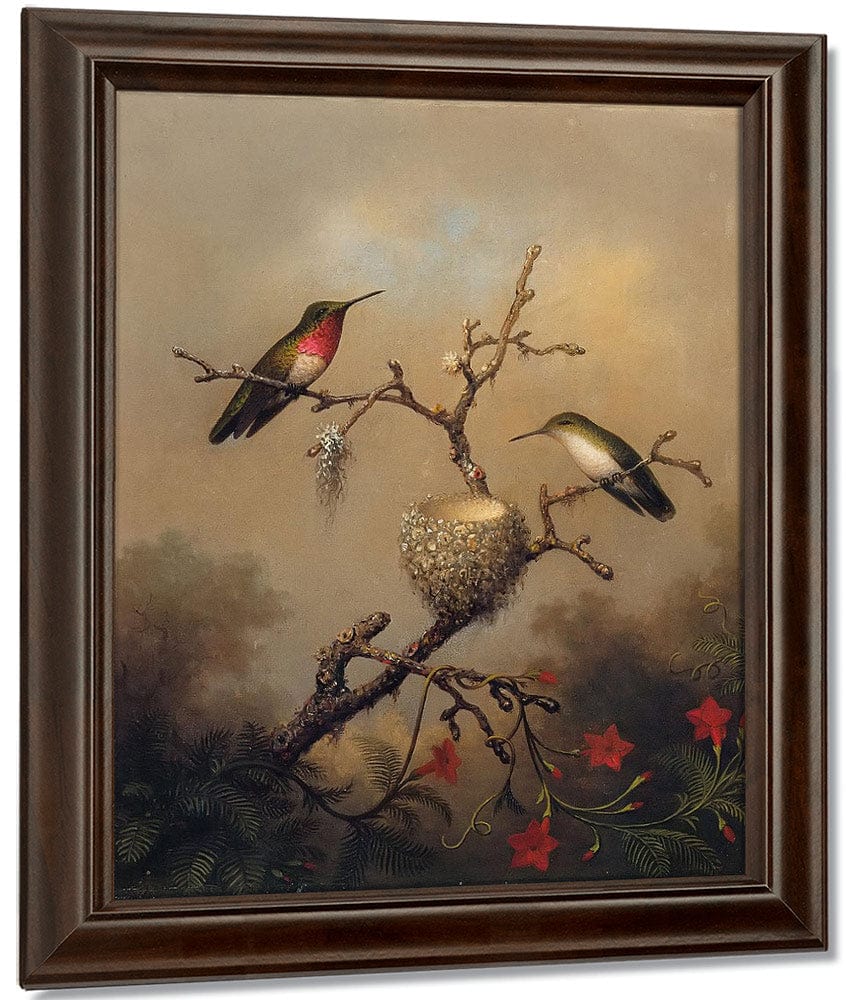 Ruby Throated Hummingbird By Martin Johnson Heade Fine Art Print