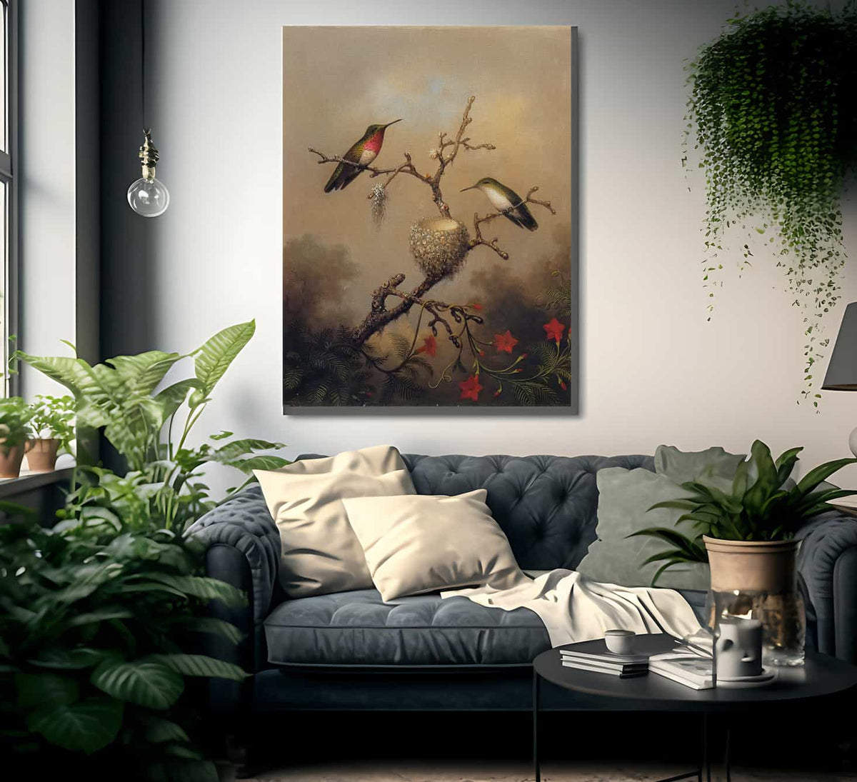 Ruby Throated Hummingbird By Martin Johnson Heade Fine Art Print