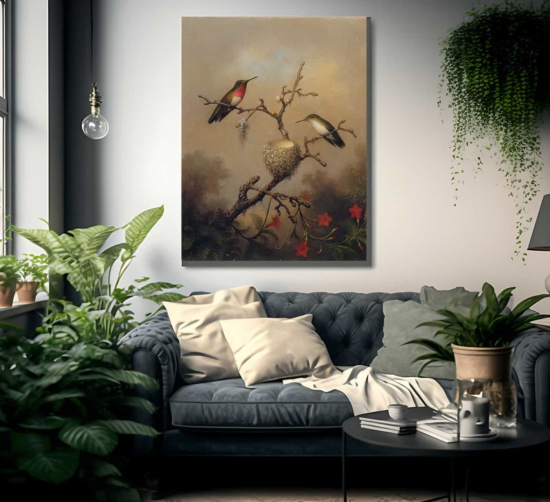 Ruby Throated Hummingbird By Martin Johnson Heade Fine Art Print