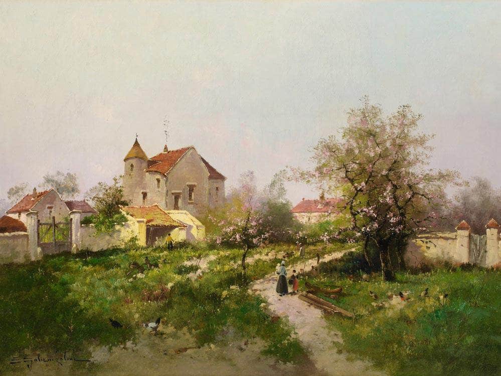 Rural Scene In The Barbizon Suburbs By Eugene Galien Laloue Fine Art Print
