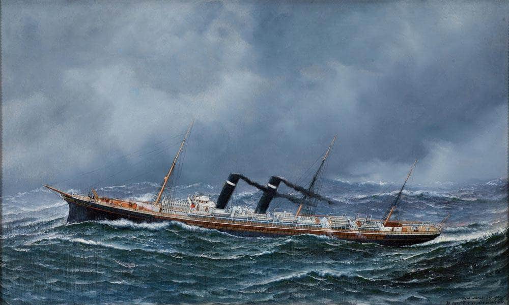S.S. New York At Sea 1905 By Antonio Jacobsen Fine Art Print