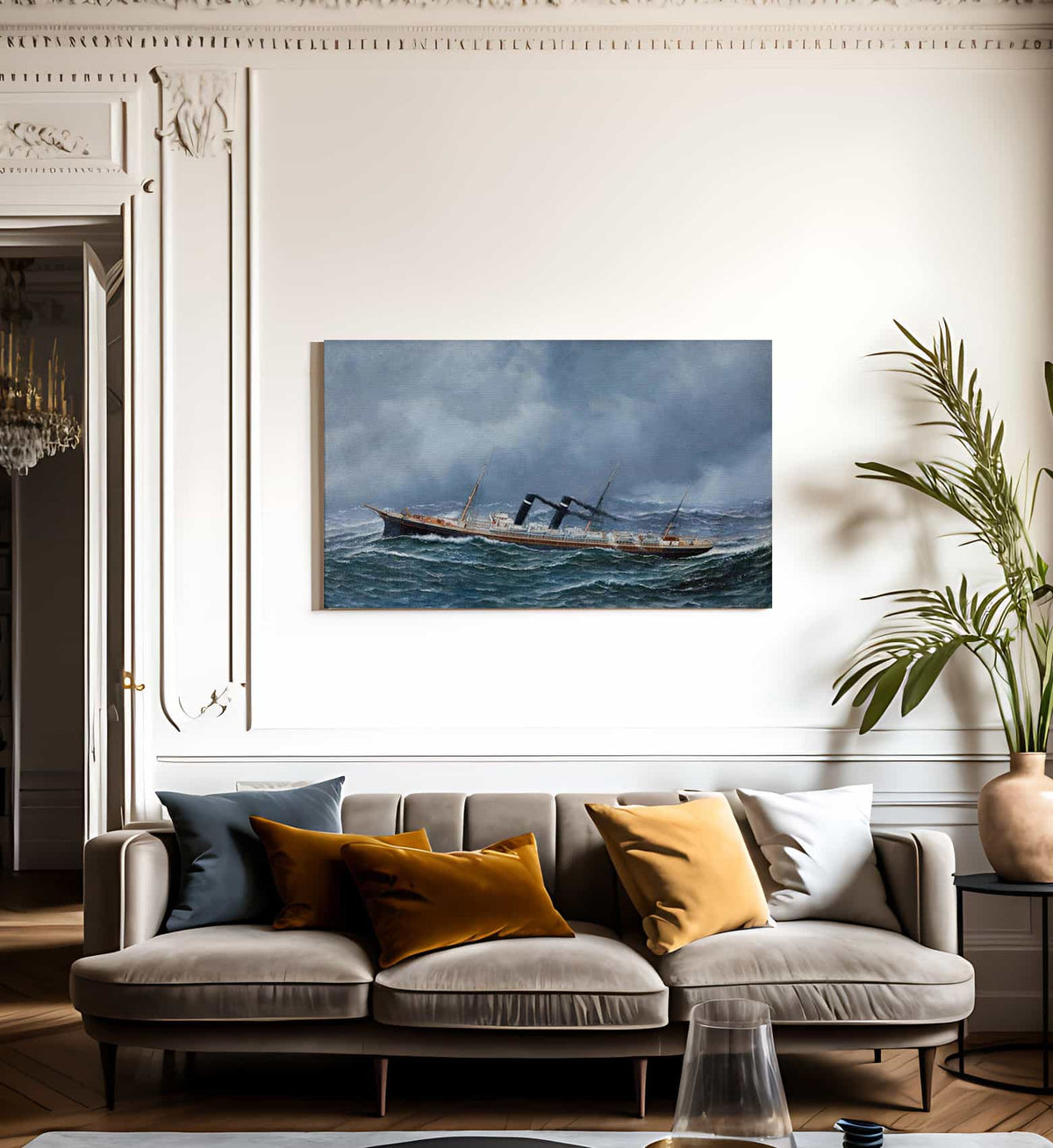 S.S. New York At Sea 1905 By Antonio Jacobsen Fine Art Print
