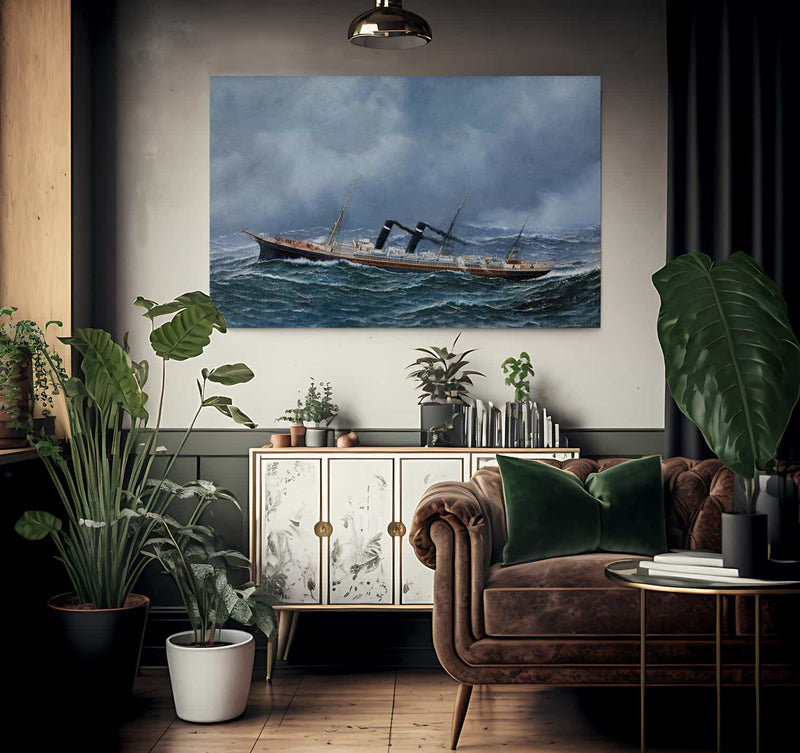 S.S. New York At Sea 1905 By Antonio Jacobsen Fine Art Print