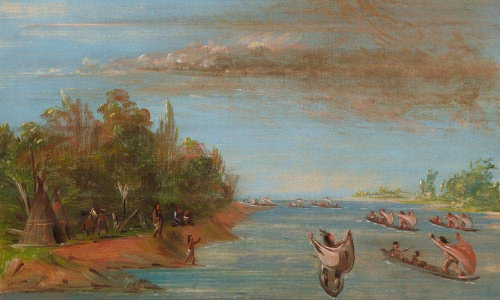 Sac And Fox Sailing In Canoes By George Catlin Fine Art Print