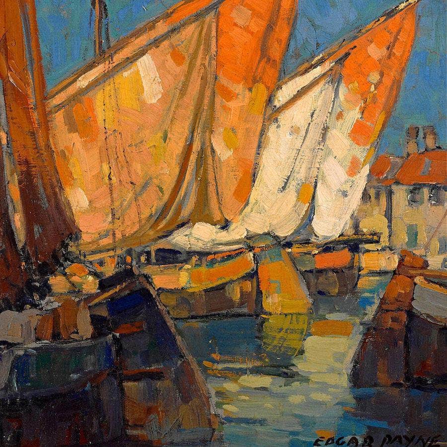 Sailboats Docked At Brittany By Edgar Payne Fine Art Print