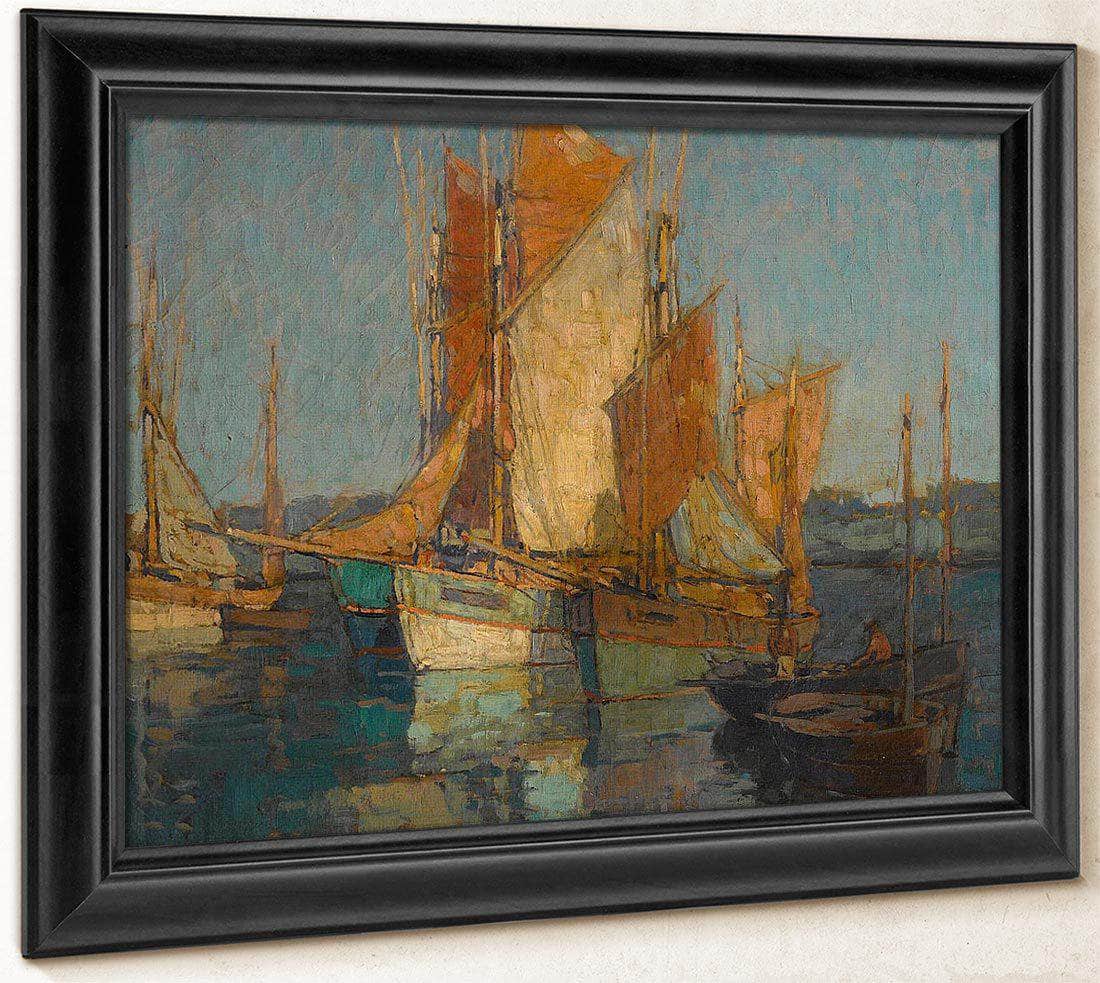 Sailboats In Harbor By Edgar Payne Fine Art Print