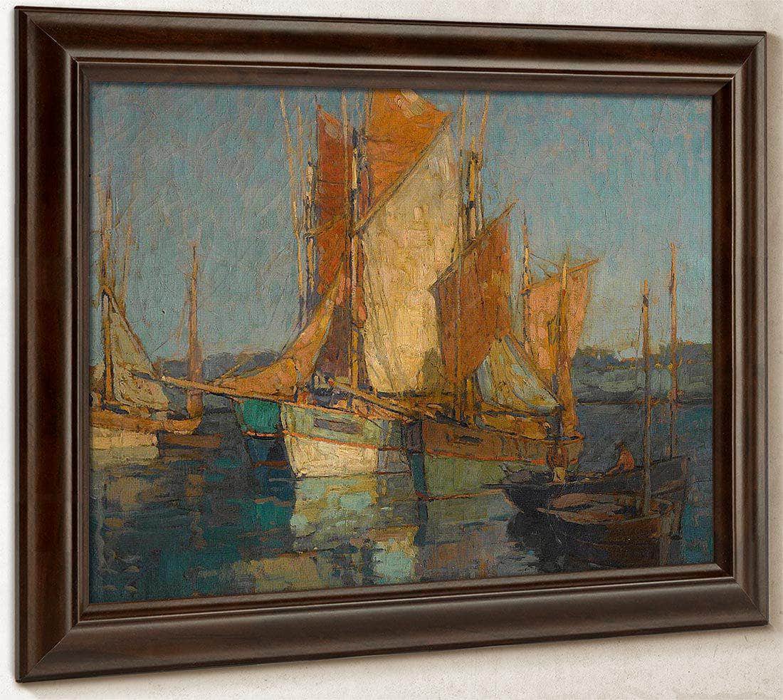 Sailboats In Harbor By Edgar Payne Fine Art Print