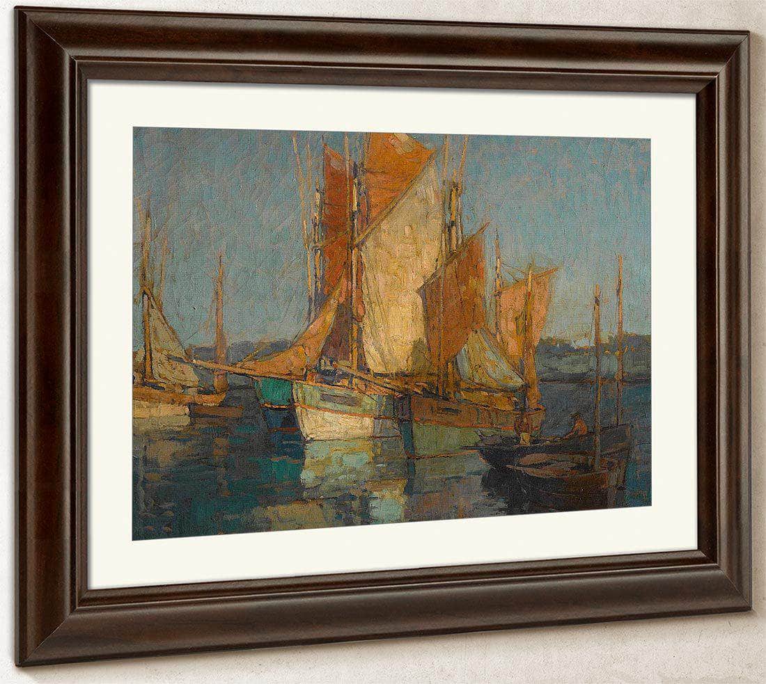 Sailboats In Harbor By Edgar Payne Fine Art Print