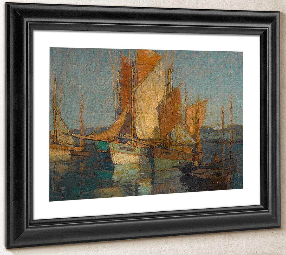 Sailboats In Harbor By Edgar Payne Fine Art Print