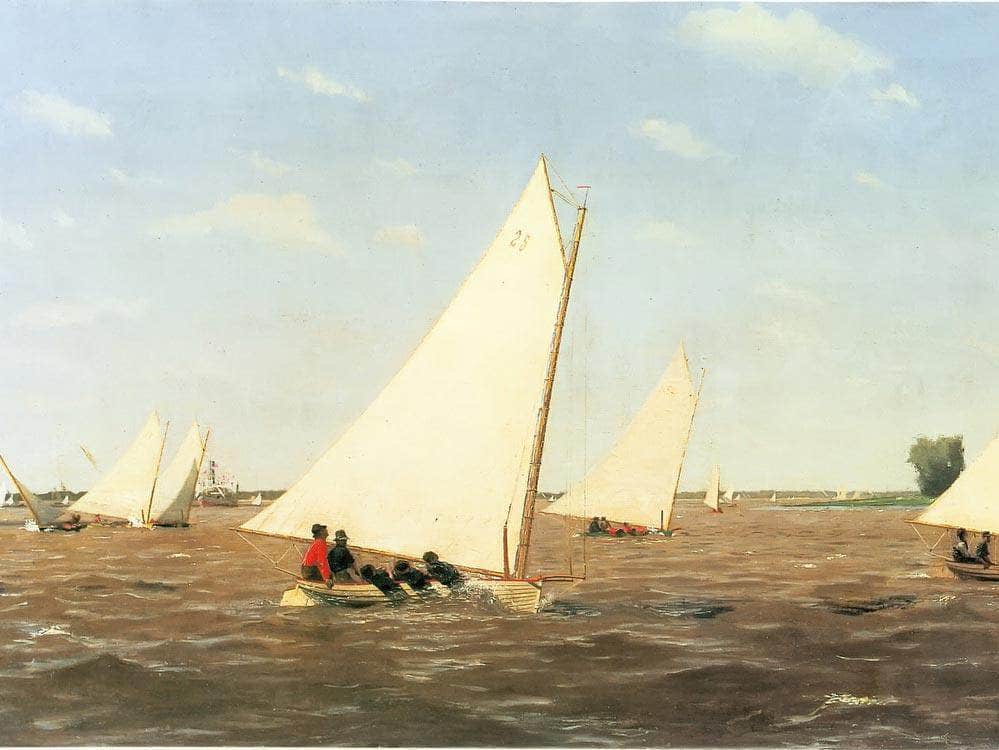 Sailboats Racing On The Delaware 1874 By Thomas Eakins Fine Art Print