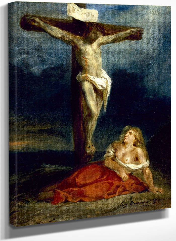 Saint Mary Magdalene At The Foot Of The Cross 1 By Ferdinand Victor Eugene Delacroix Fine Art Print