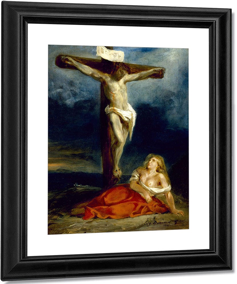 Saint Mary Magdalene At The Foot Of The Cross 1 By Ferdinand Victor Eugene Delacroix Fine Art Print