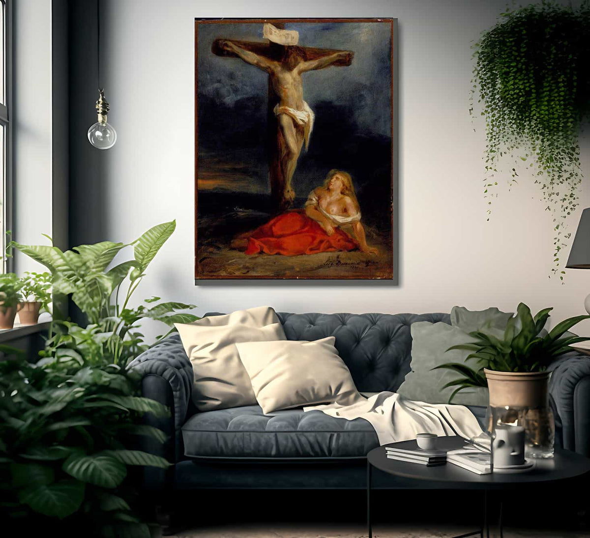 Saint Mary Magdalene At The Foot Of The Cross By Eugene Delacroix Fine Art Print