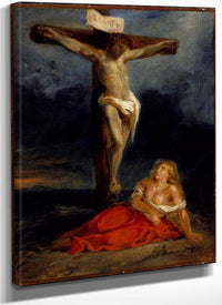 Saint Mary Magdalene At The Foot Of The Cross By Eugene Delacroix Fine Art Print