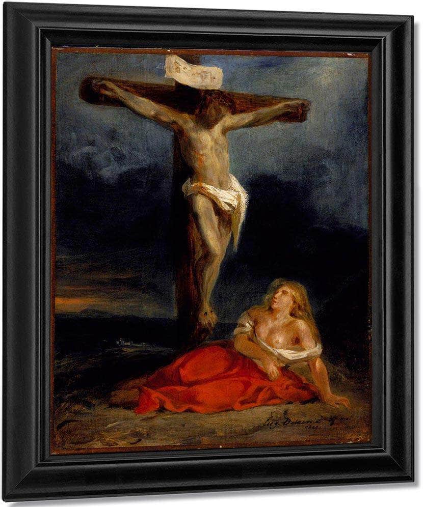 Saint Mary Magdalene At The Foot Of The Cross By Eugene Delacroix Fine Art Print