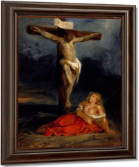 Saint Mary Magdalene At The Foot Of The Cross By Eugene Delacroix Fine Art Print