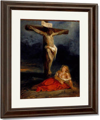 Saint Mary Magdalene At The Foot Of The Cross By Eugene Delacroix Fine Art Print