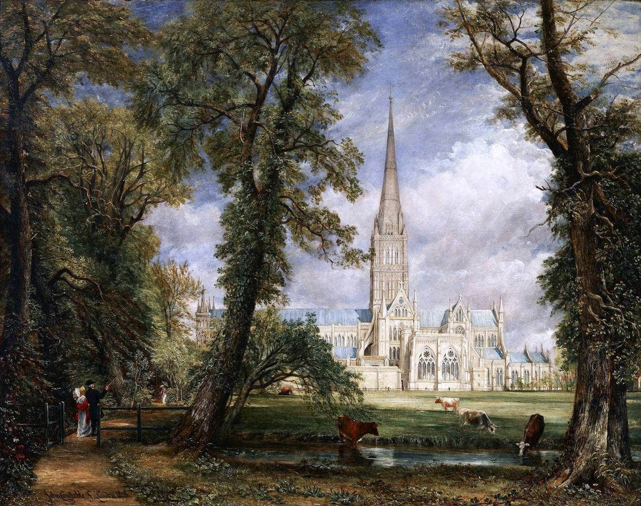 Salisbury Cathedral From The Bishop's Garden Painting John Constable Canvas Art Fine Art Print