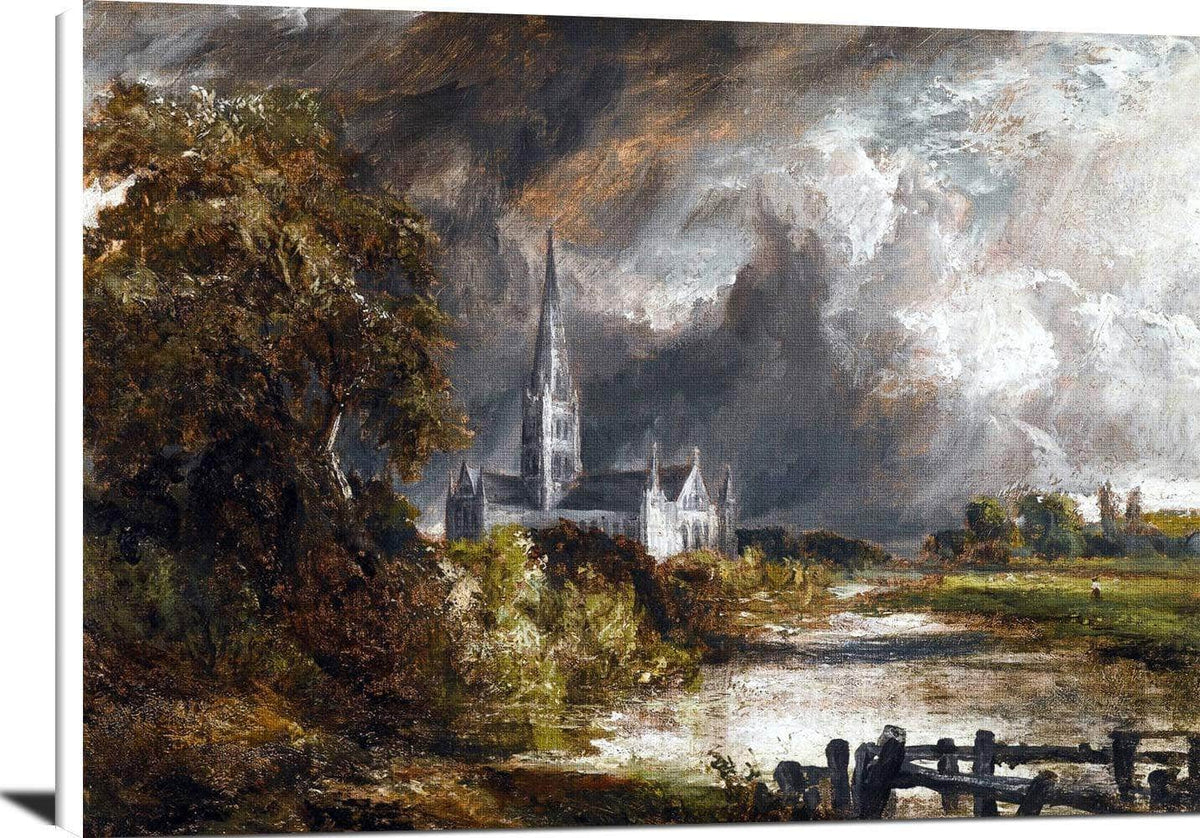 Salisbury Cathedral From The Meadows Painting John Constable Canvas Art Fine Art Print